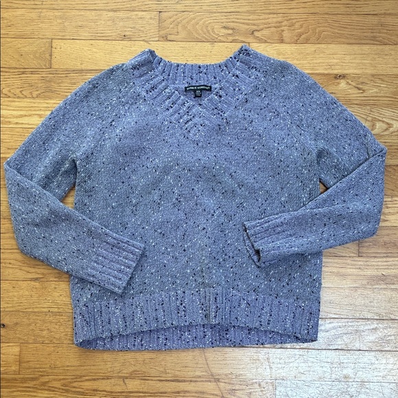 Debbie Morgan Speckled Violet Knit Acrylic V-Neck Sweater - Picture 1 of 7
